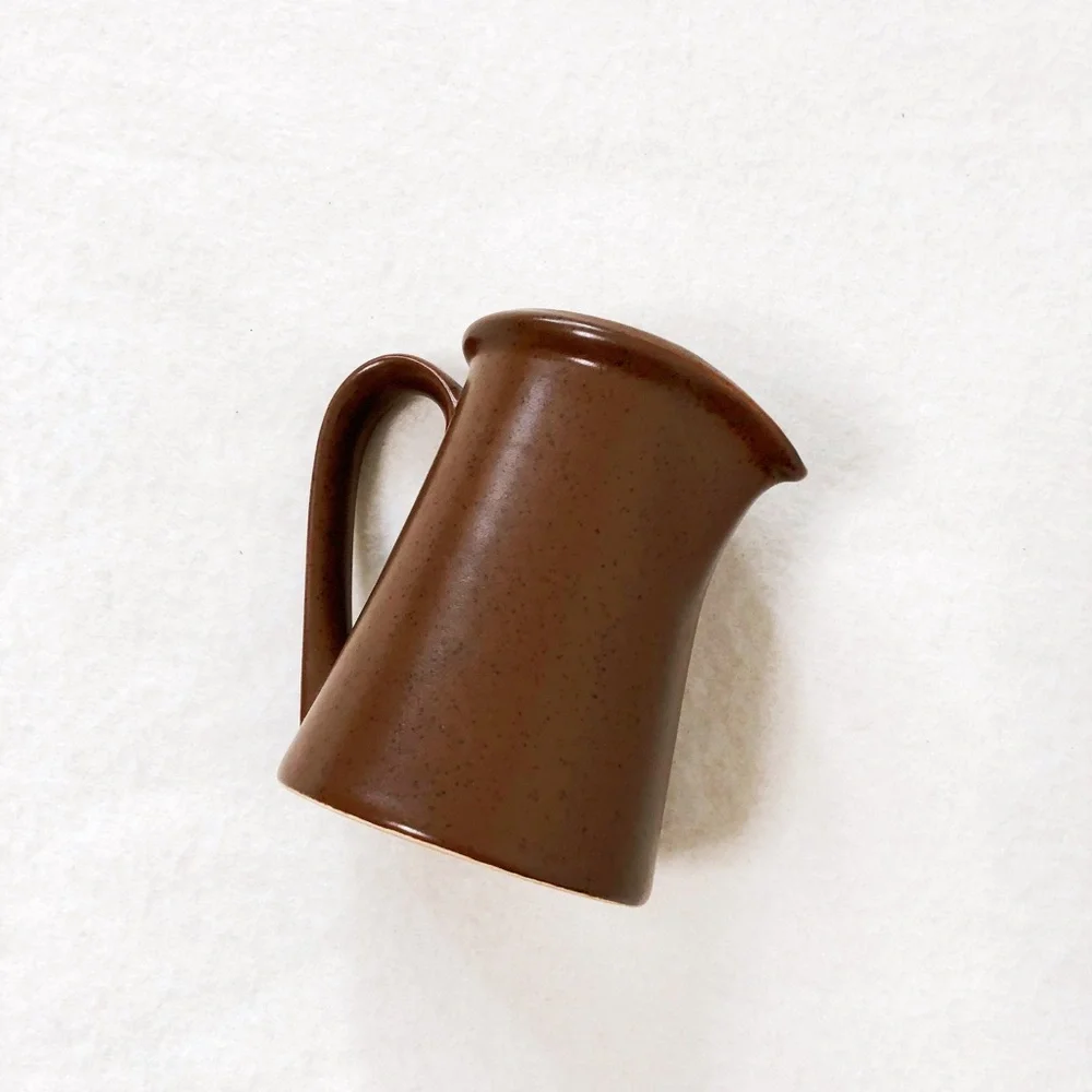 4/$22 Vintage Brown Speckle Mocha Stoneware Creamer Oven Table Dishwasher Safe - Picture 2 of 8